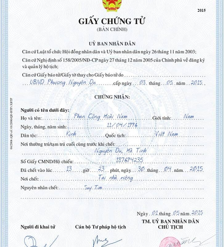 Hướng dẫn chi tiết thủ tục khai tử sau khi người thân qua đời